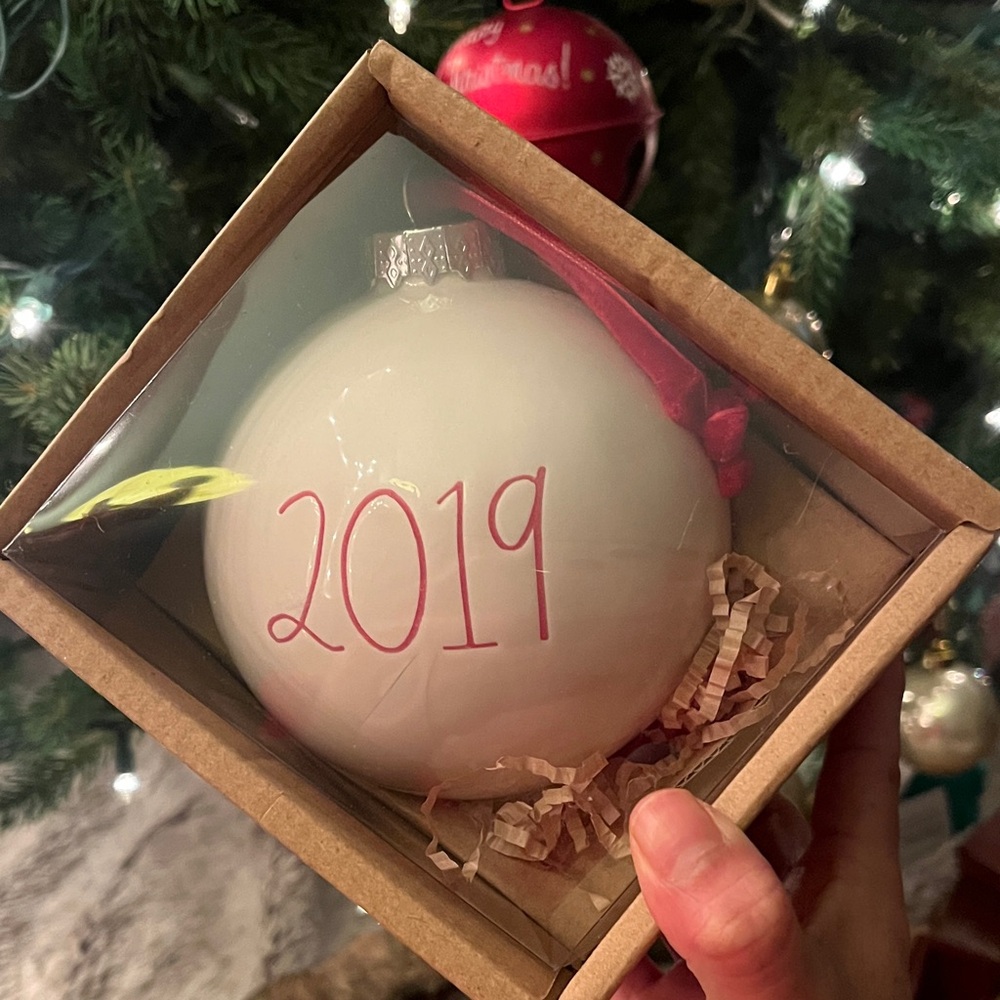 White Rae Dunn Christmas Ornament 2019